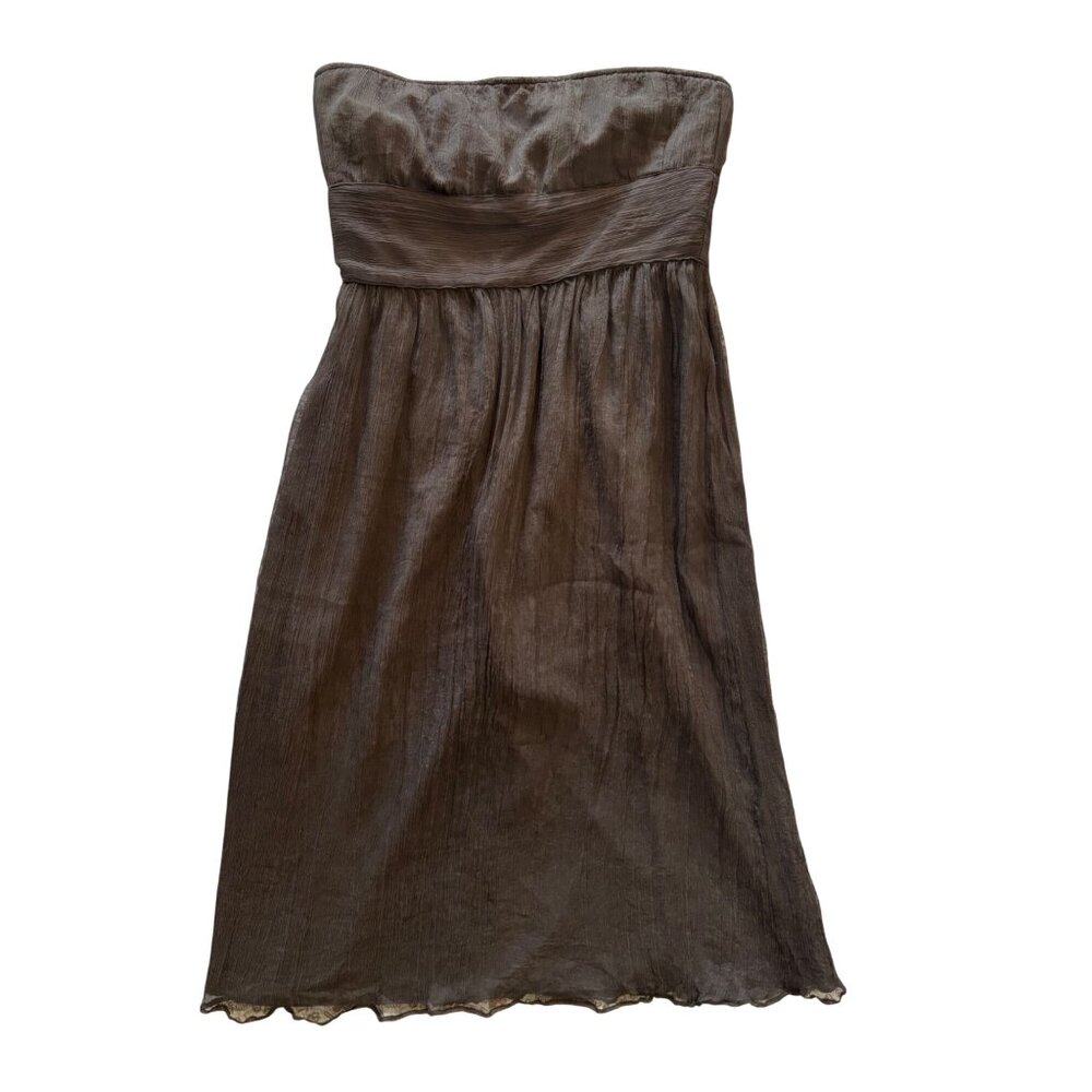 J. Crew Size 4 Brown 100%‎ Silk Tube Top Fairy Y2K Style Flowy Dress